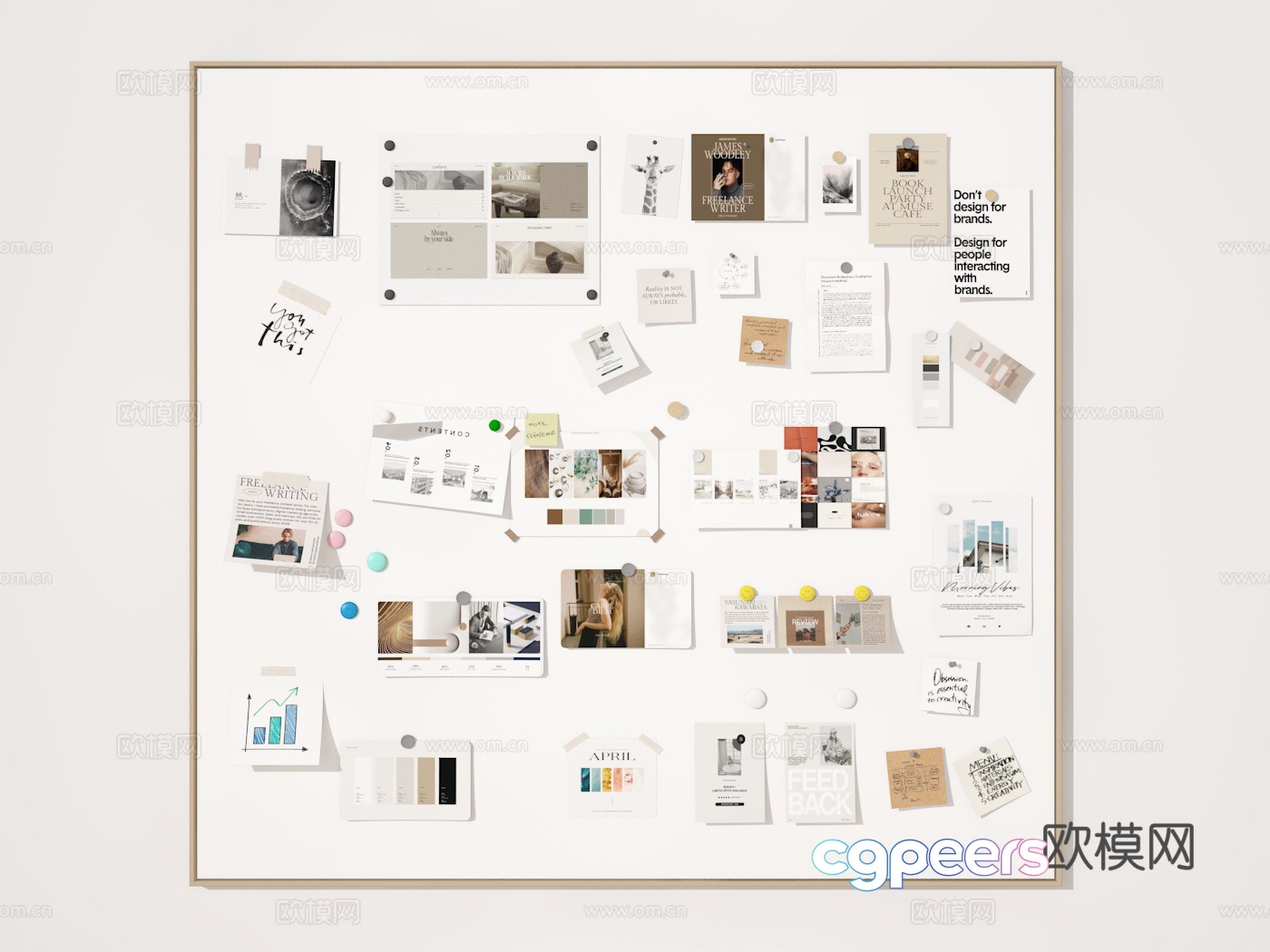Sticky note board 3D model Sticky note board 3D model