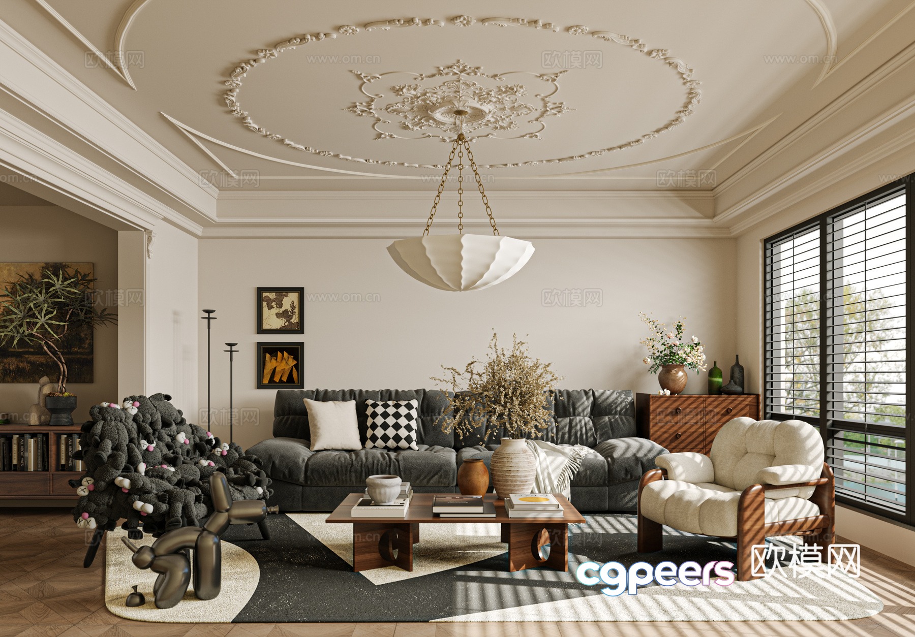 French medieval style living room sofa single chair coffee table 3D model French medieval style living room sofa single chair coffee table 3D model