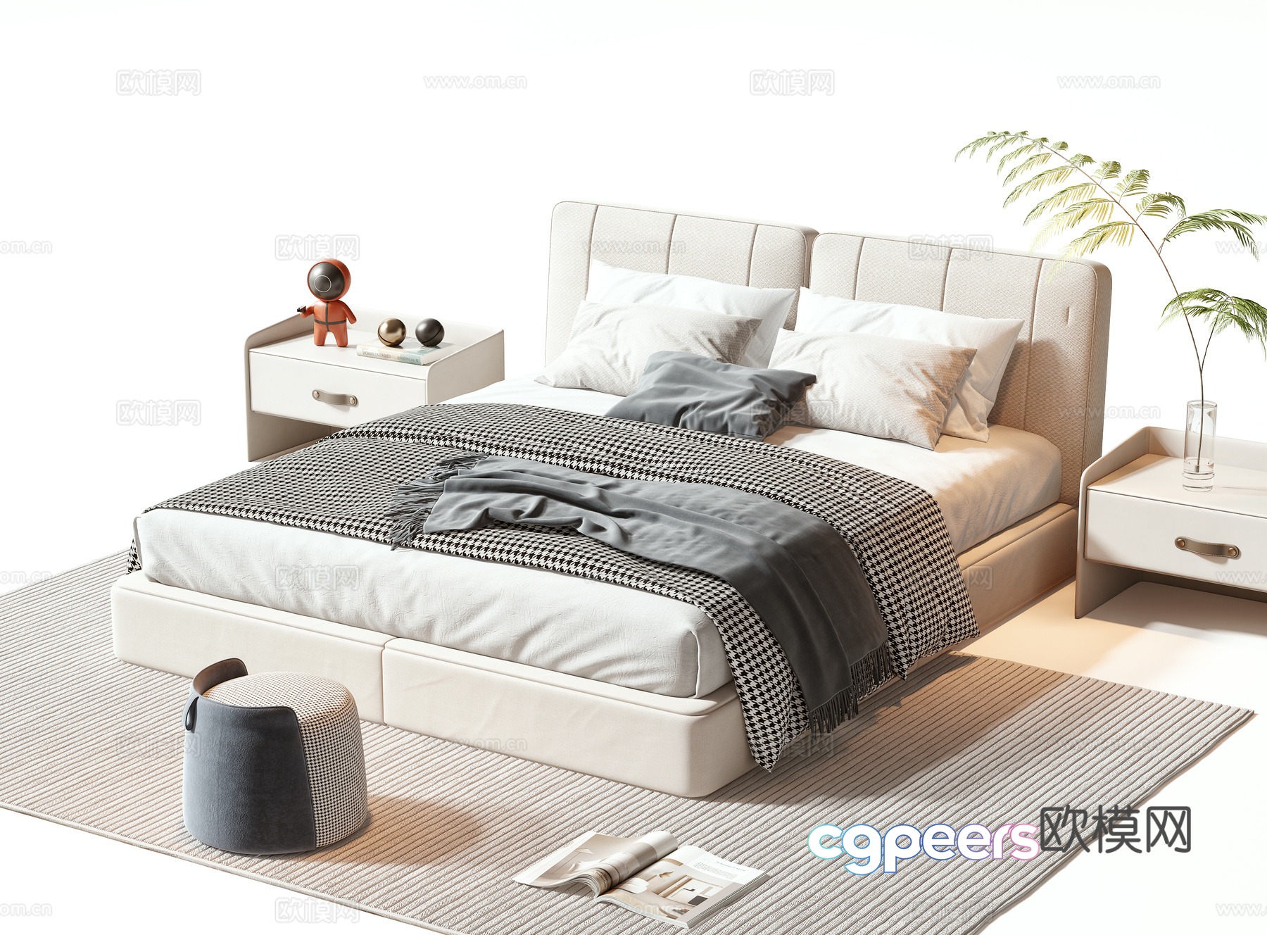 Modern double bed 3d model Modern double bed 3d model