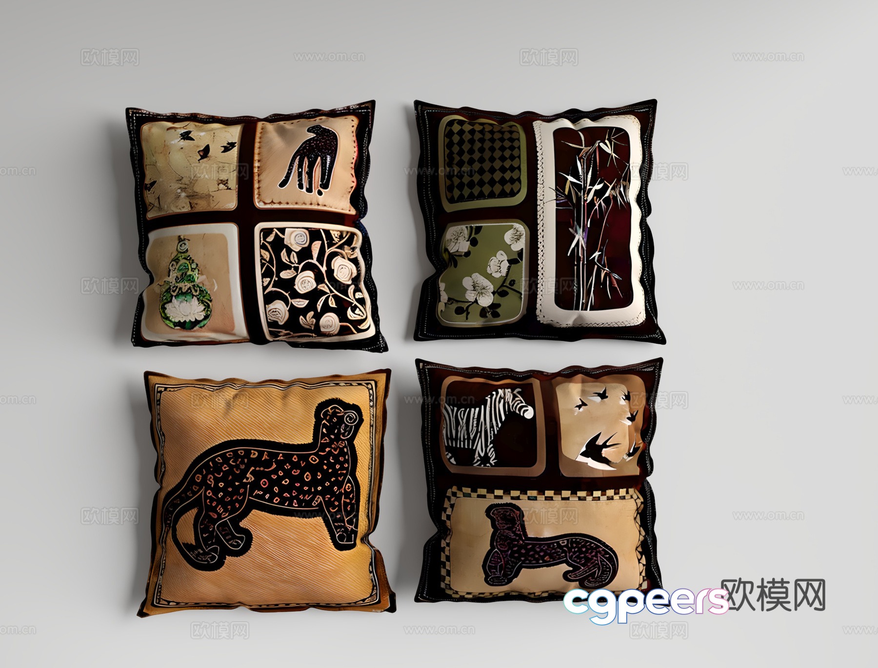 French retro pillow 3d model French retro pillow 3d model