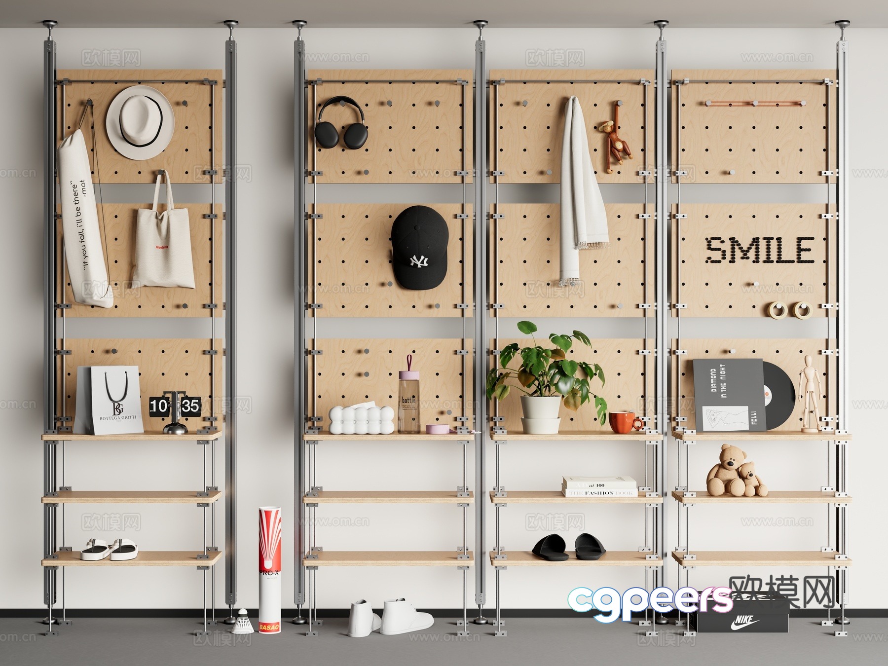 Modern storage rack Aluminum profile storage rack Shoe rack Hole plate Optical axis 3D model Modern storage rack Aluminum profile storage rack Shoe rack Hole plate Optical axis 3D model