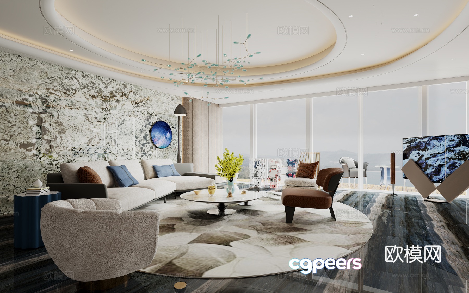 Modern light luxury living room 3d model Modern light luxury living room 3d model