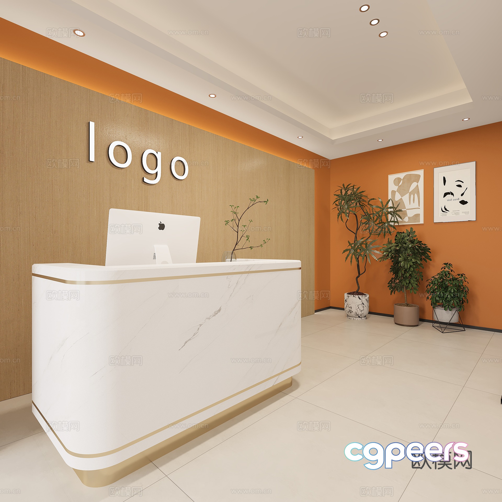 Modern front desk 3D model Modern front desk 3D model