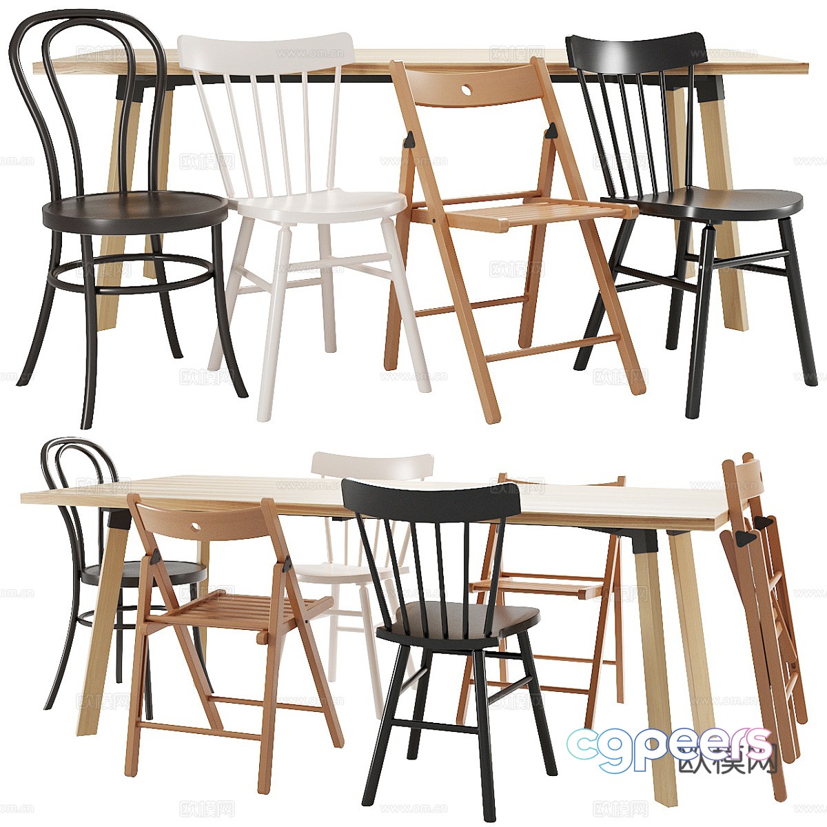 Modern Nordic IKEA dining table and chair 3D model Modern Nordic IKEA dining table and chair 3D model