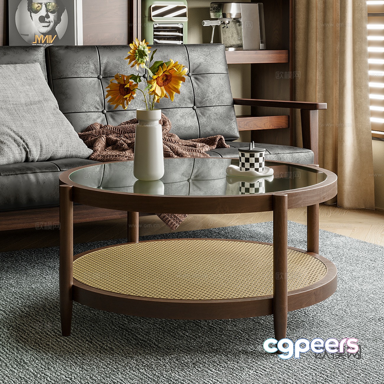 Medium style round coffee table 3D model Medium style round coffee table 3D model