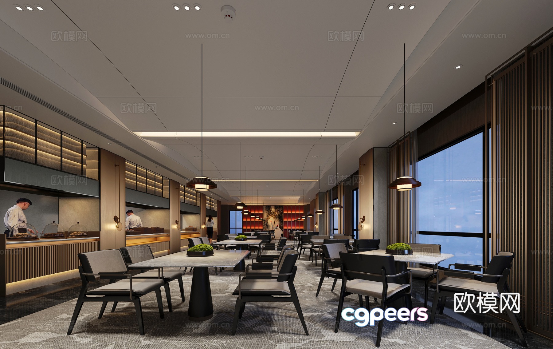 Modern hotel restaurant buffet restaurant 3d model Modern hotel restaurant buffet restaurant 3d model