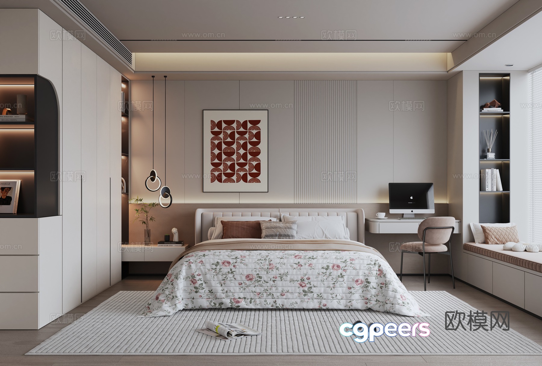 Modern minimalist home bedroom 3d model Modern minimalist home bedroom 3d model