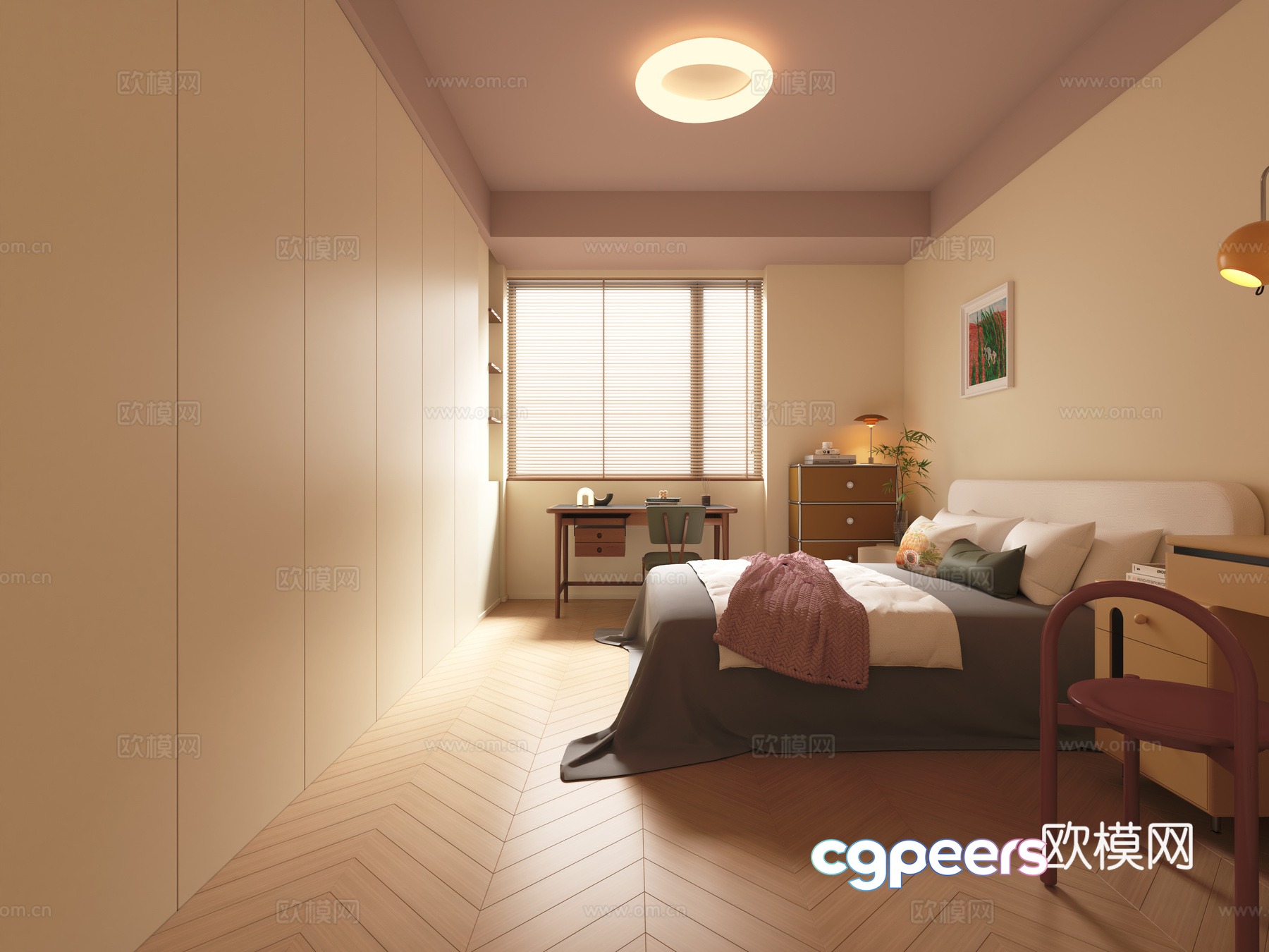 Creamy Bedroom 3d Model Creamy Bedroom 3d Model