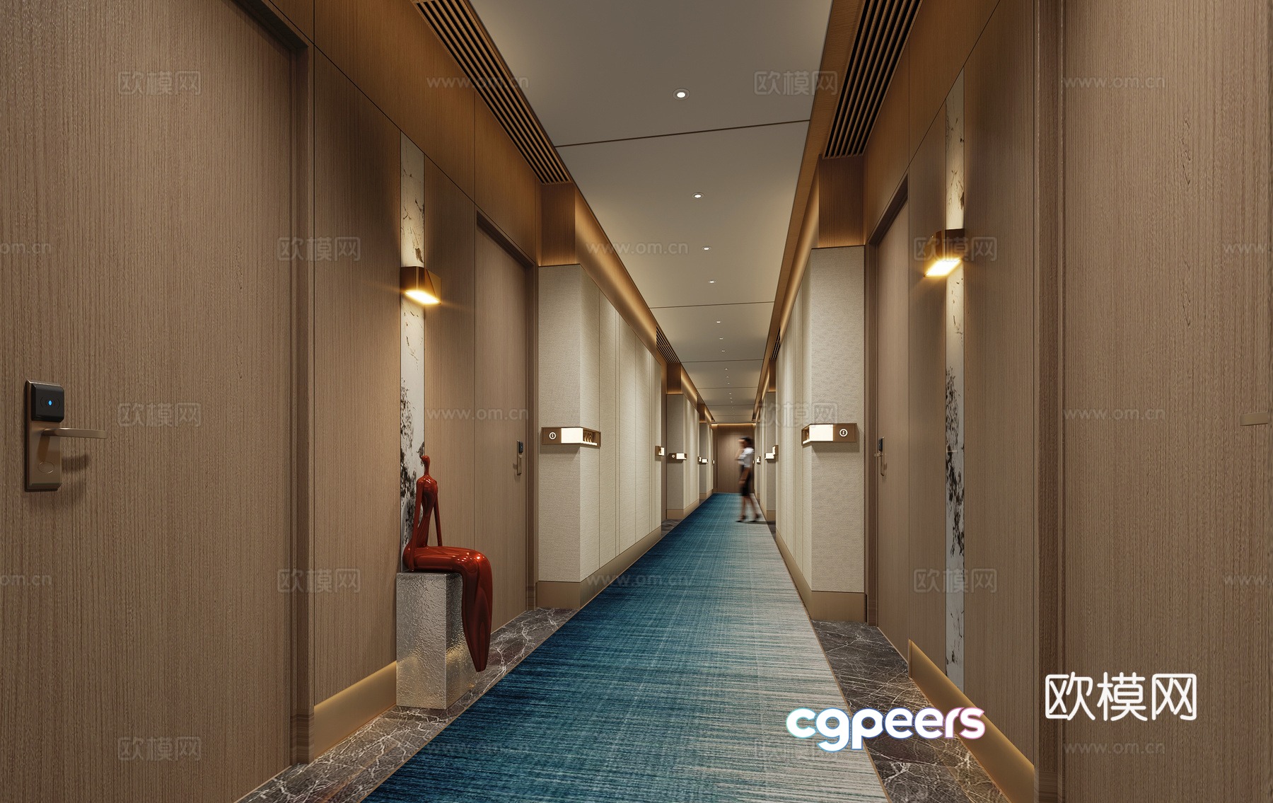 Modern hotel aisle 3d model Modern hotel aisle 3d model