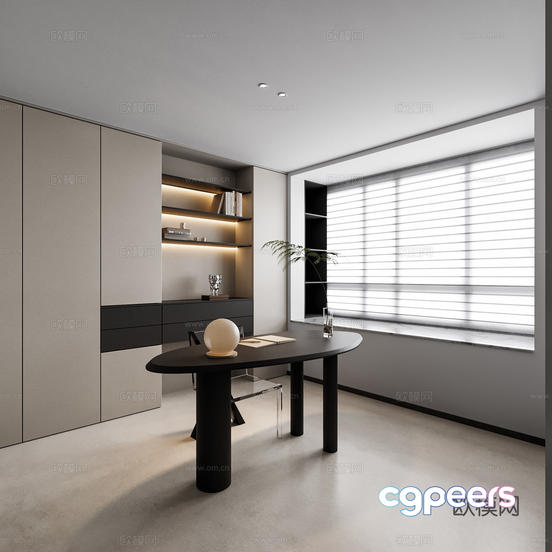 Modern simple study 3d model Modern simple study 3d model