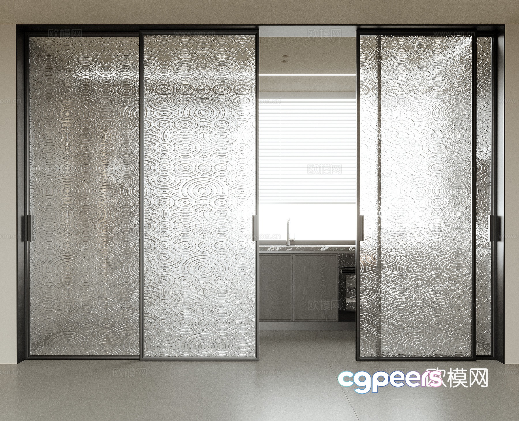 Modern glass door sliding door kitchen door 3d model Modern glass door sliding door kitchen door 3d model