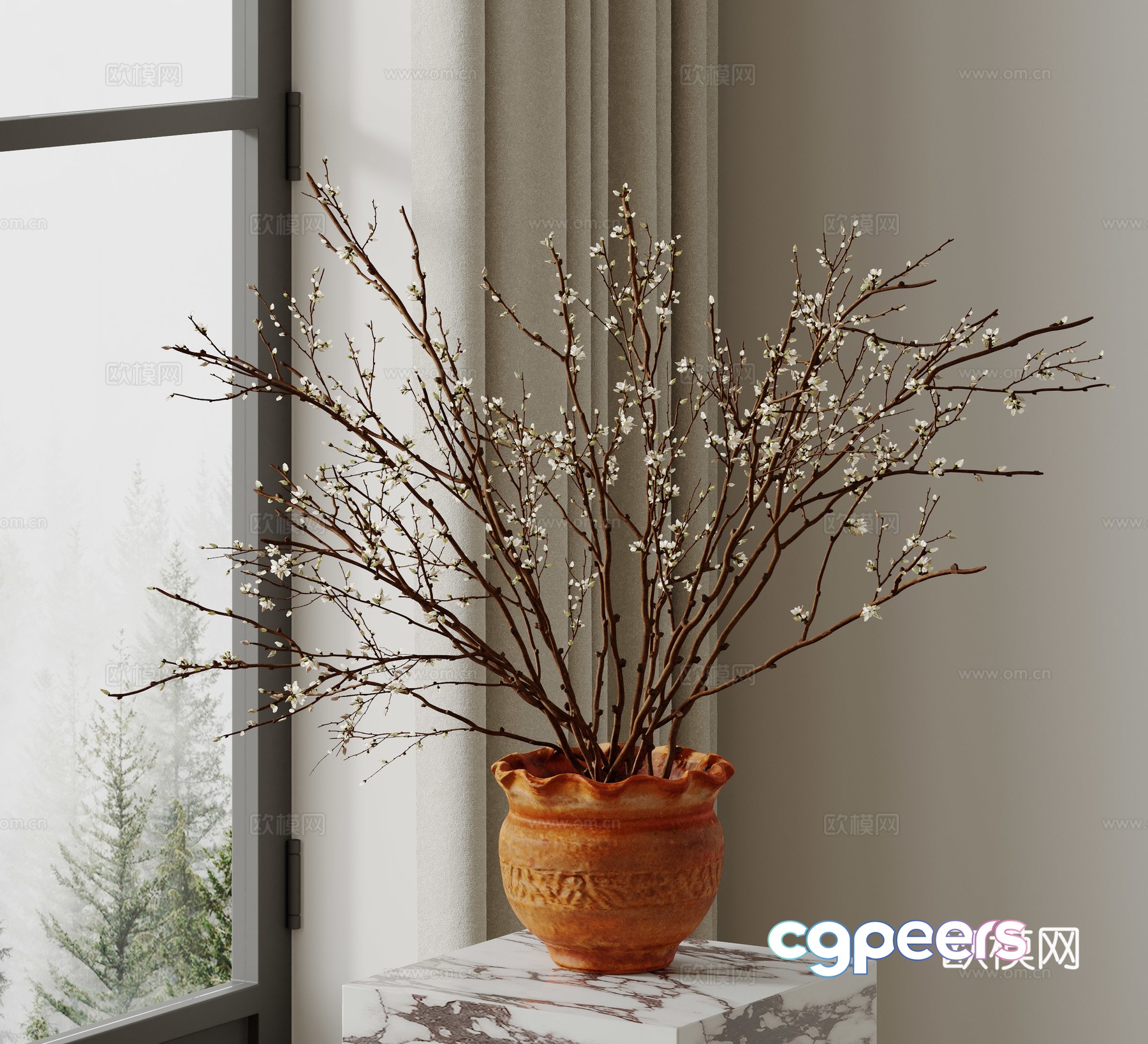 Modern flower potted 3D model Modern flower potted 3D model