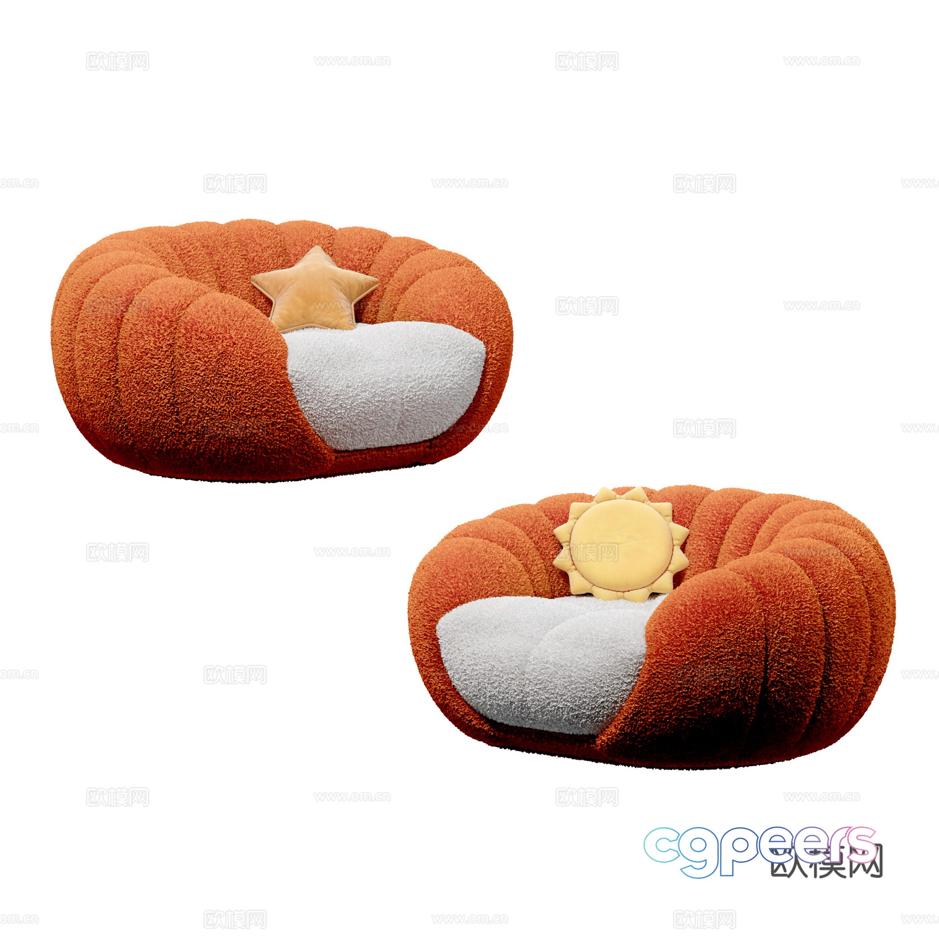 Modern cartoon pumpkin children lazy sofa 3d model Modern cartoon pumpkin children lazy sofa 3d model