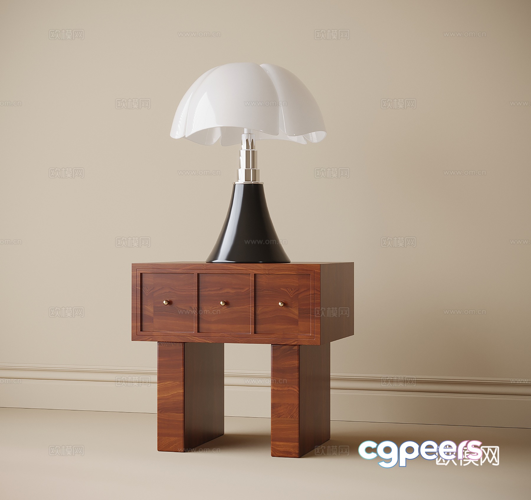 French bedside table lamp 3d model French bedside table lamp 3d model