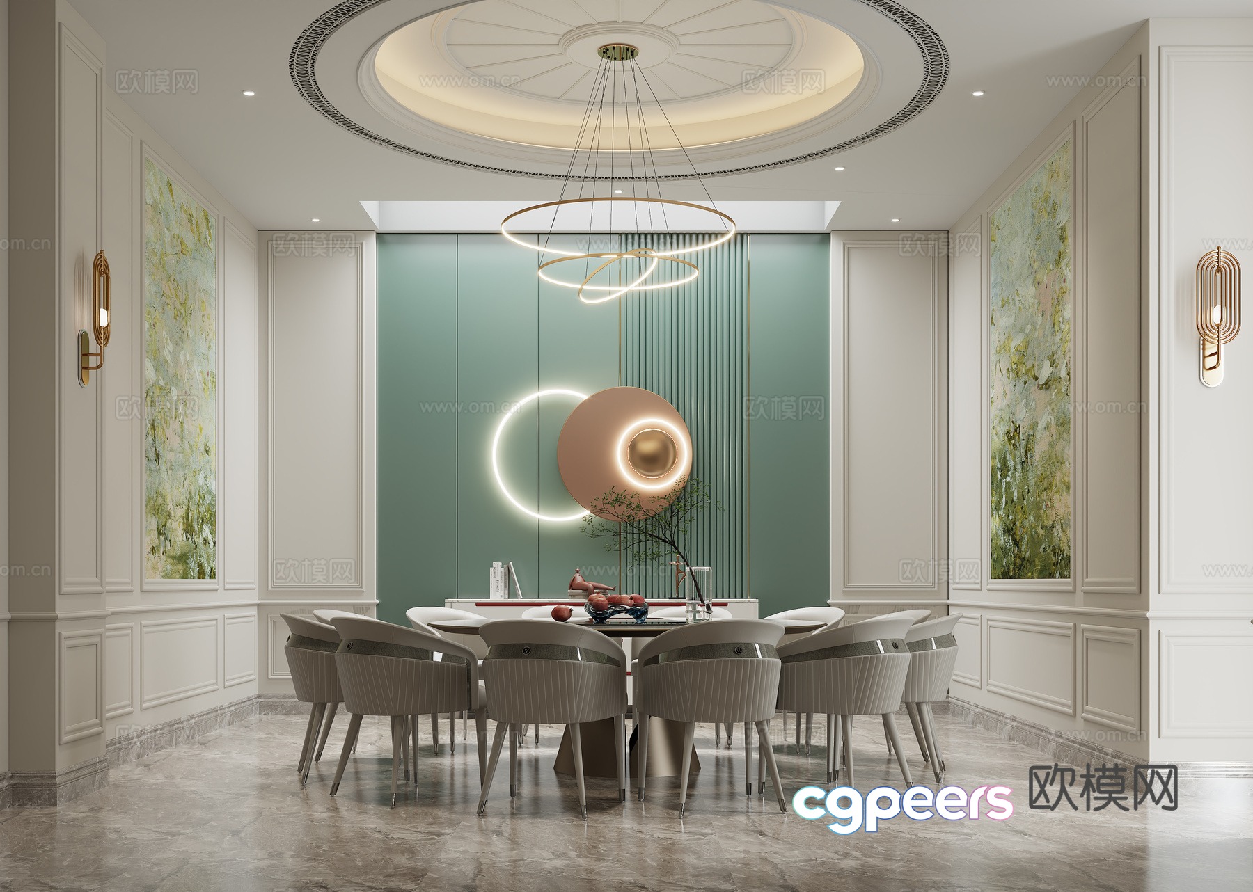 French light luxury private room 3D model French light luxury private room 3D model