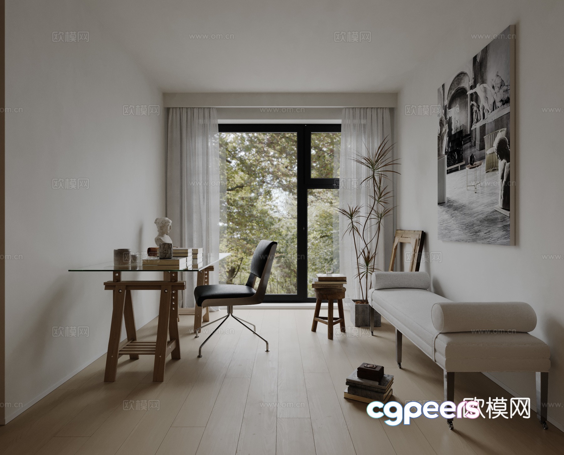 Modern study 3d model Modern study 3d model