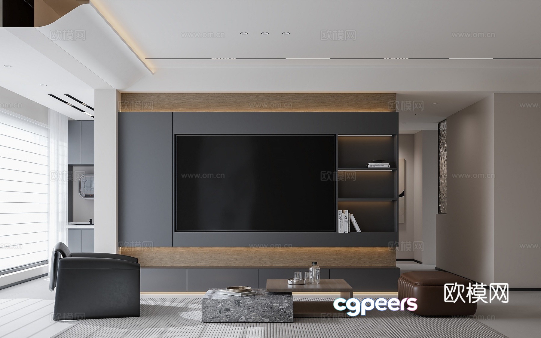 Modern living and dining room 3d model Modern living and dining room 3d model