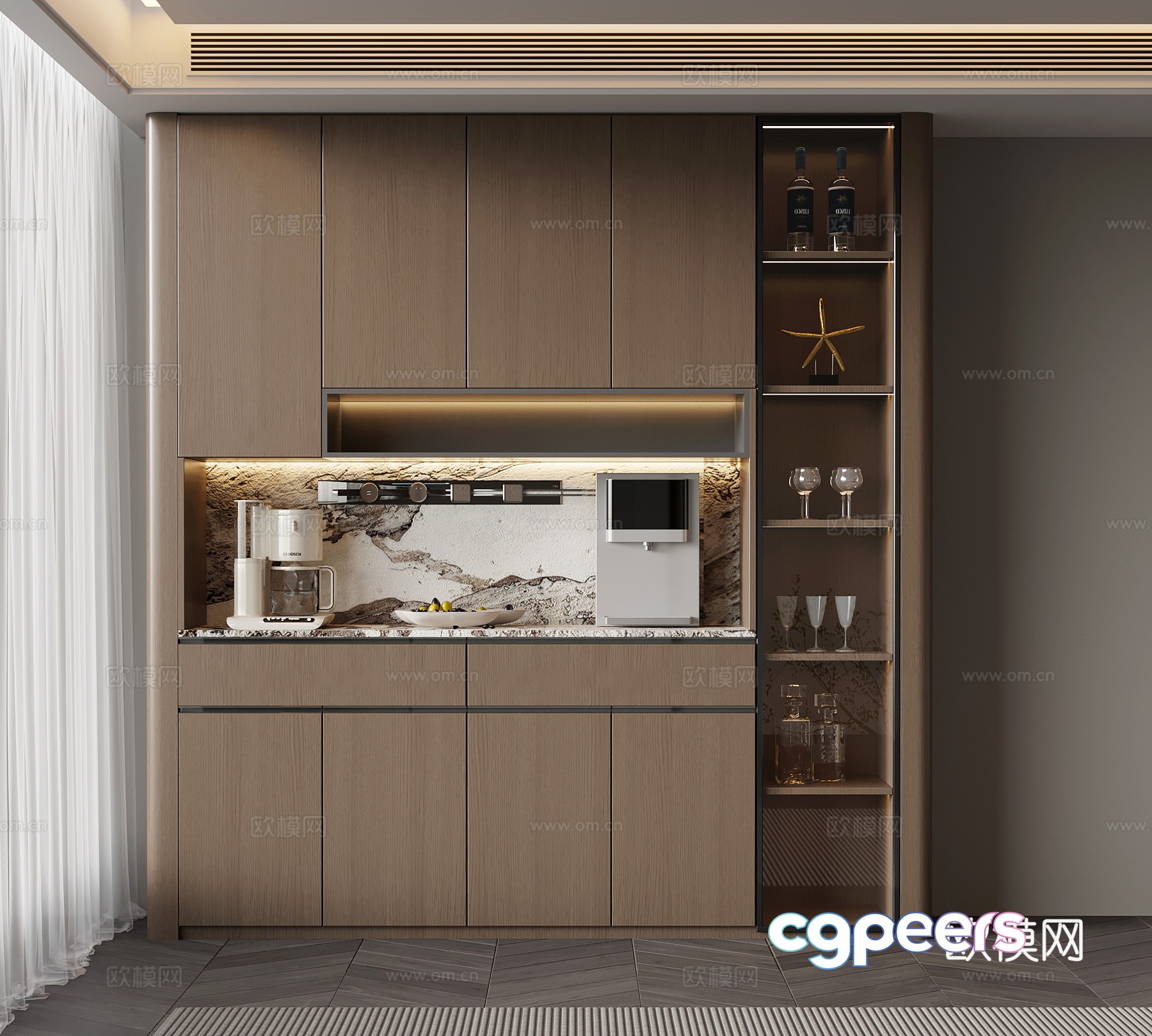 Modern Italian wine cabinet sideboard 3D model Modern Italian wine cabinet sideboard 3D model
