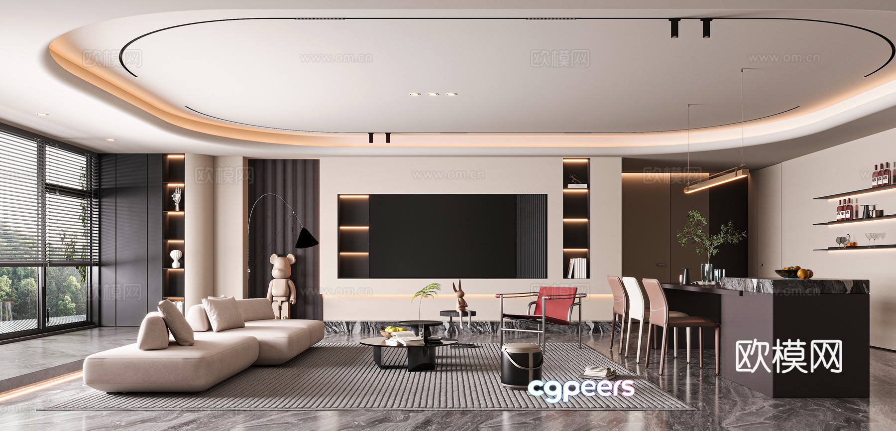 Modern living room 3d model Modern living room 3d model