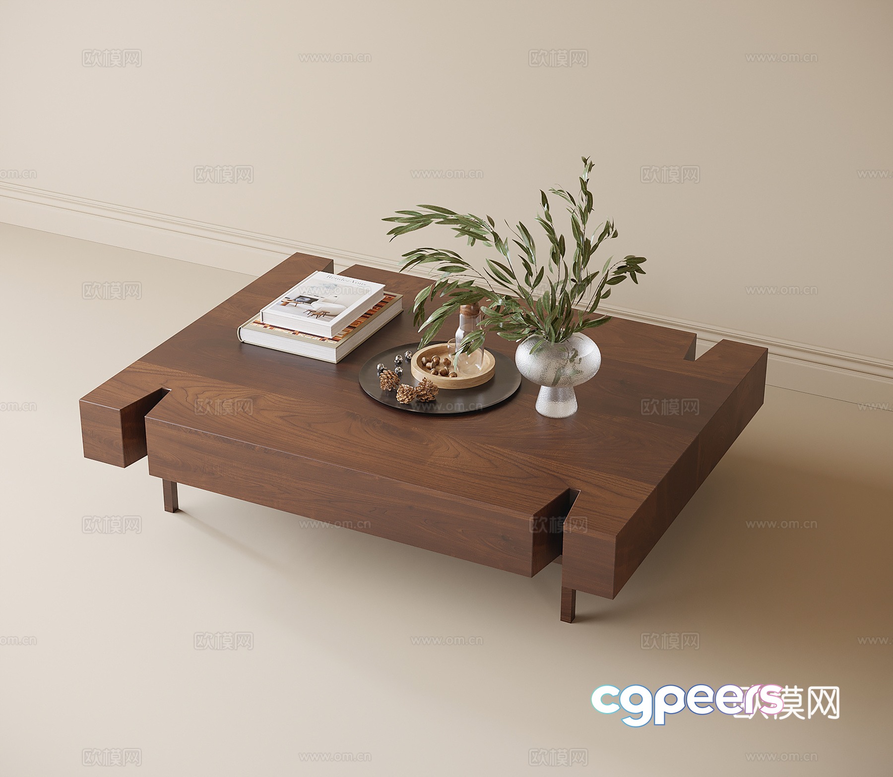 Modern solid wood coffee table coffee table ornament 3D model Modern solid wood coffee table coffee table ornament 3D model