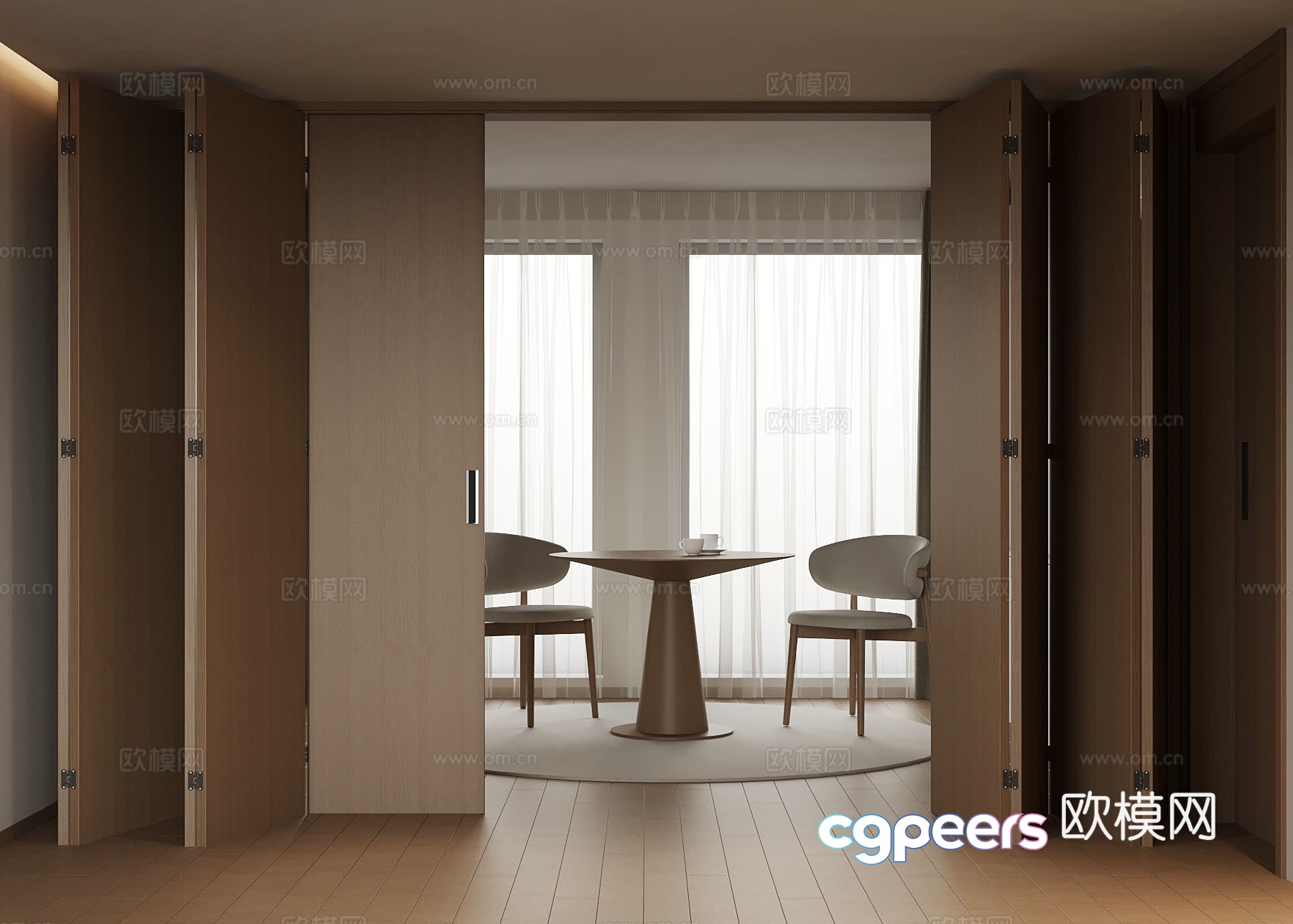 Modern solid wood folding door Dining table 3D model Modern solid wood folding door Dining table 3D model