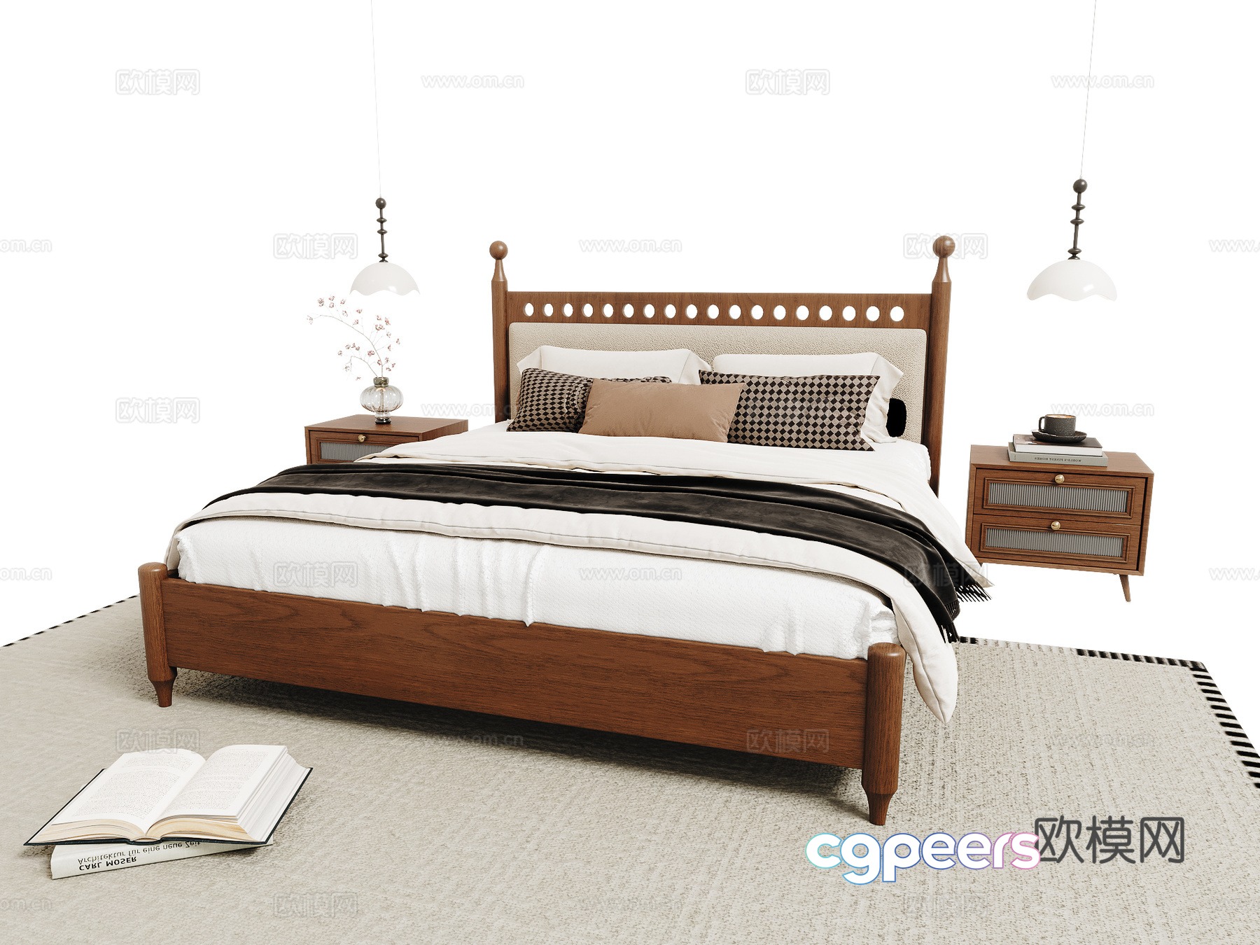 Middle-aged double bed 3D model Middle-aged double bed 3D model