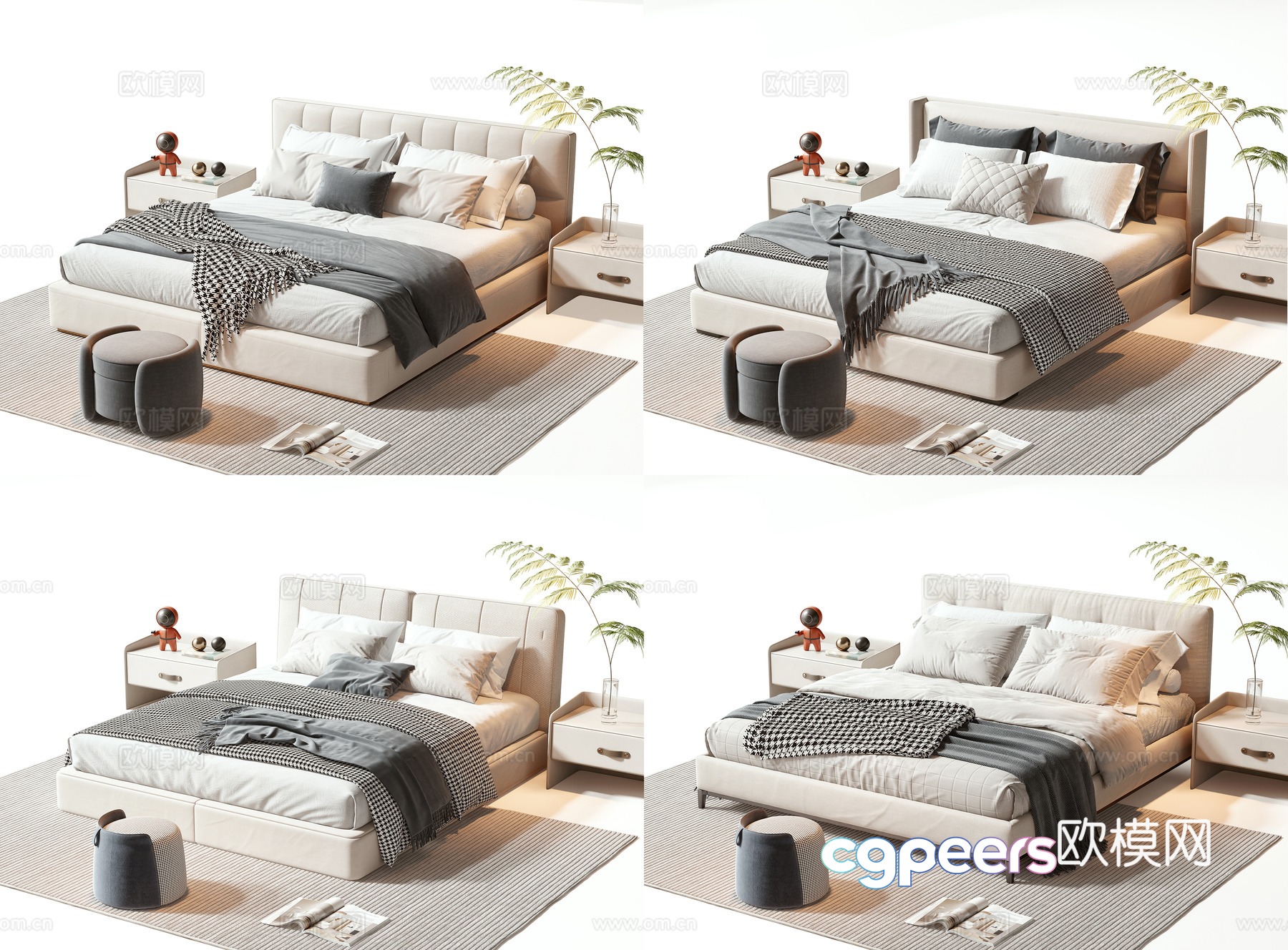 Modern double bed 3d model Modern double bed 3d model