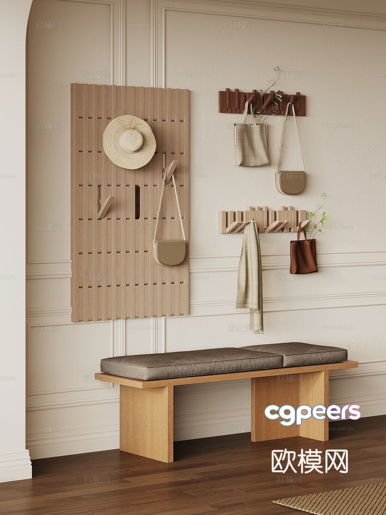 Middle-aged style clothes hanger shoe changing stool 3D model Middle-aged style clothes hanger shoe changing stool 3D model