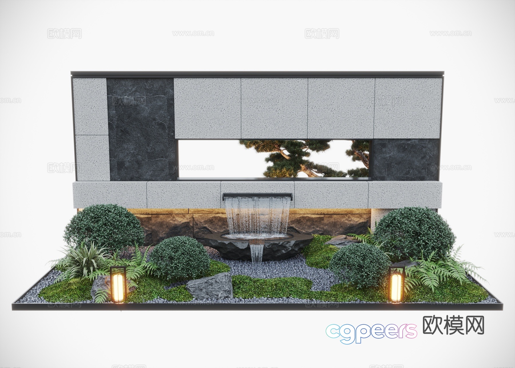 Modern courtyard water view wall water bowl flowing water 3d model Modern courtyard water view wall water bowl flowing water 3d model
