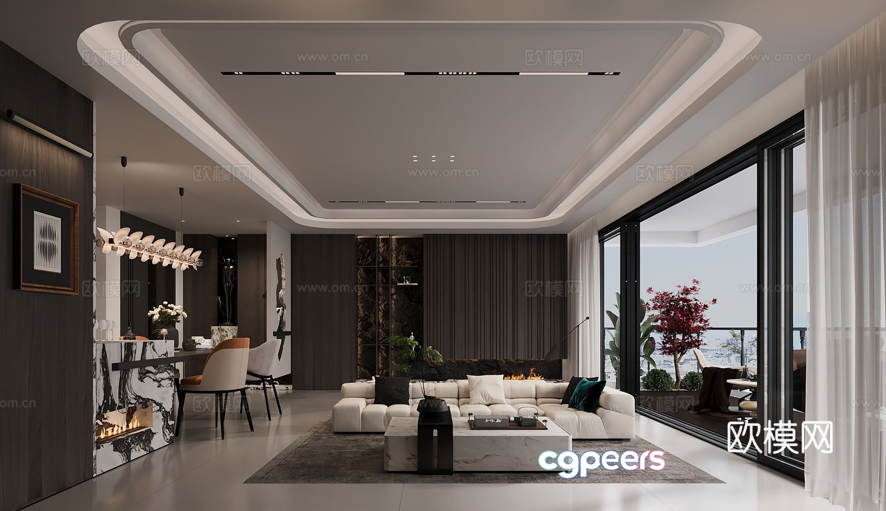 Modern Italian light luxury living room 3D model Modern Italian light luxury living room 3D model