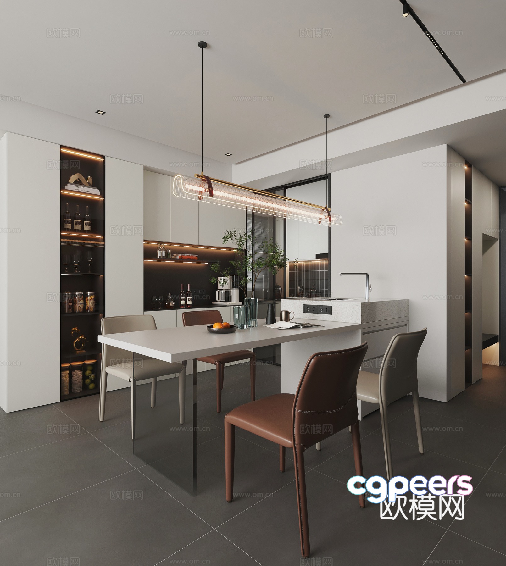 Modern restaurant wine cabinet Zhongdao restaurant kitchen sideboard 3d model Modern restaurant wine cabinet Zhongdao restaurant kitchen sideboard 3d model