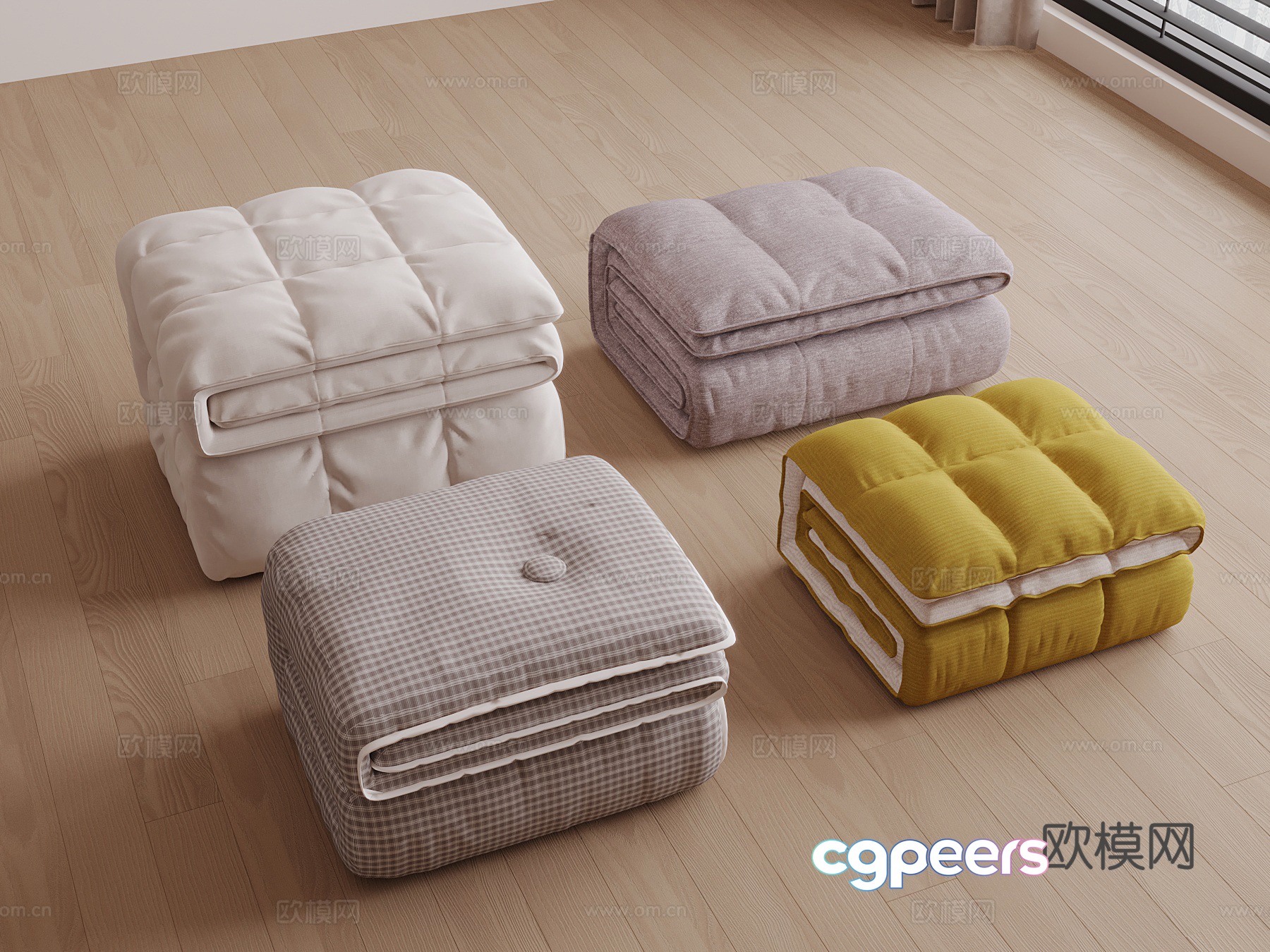 Modern bedding quilt 3d model Modern bedding quilt 3d model