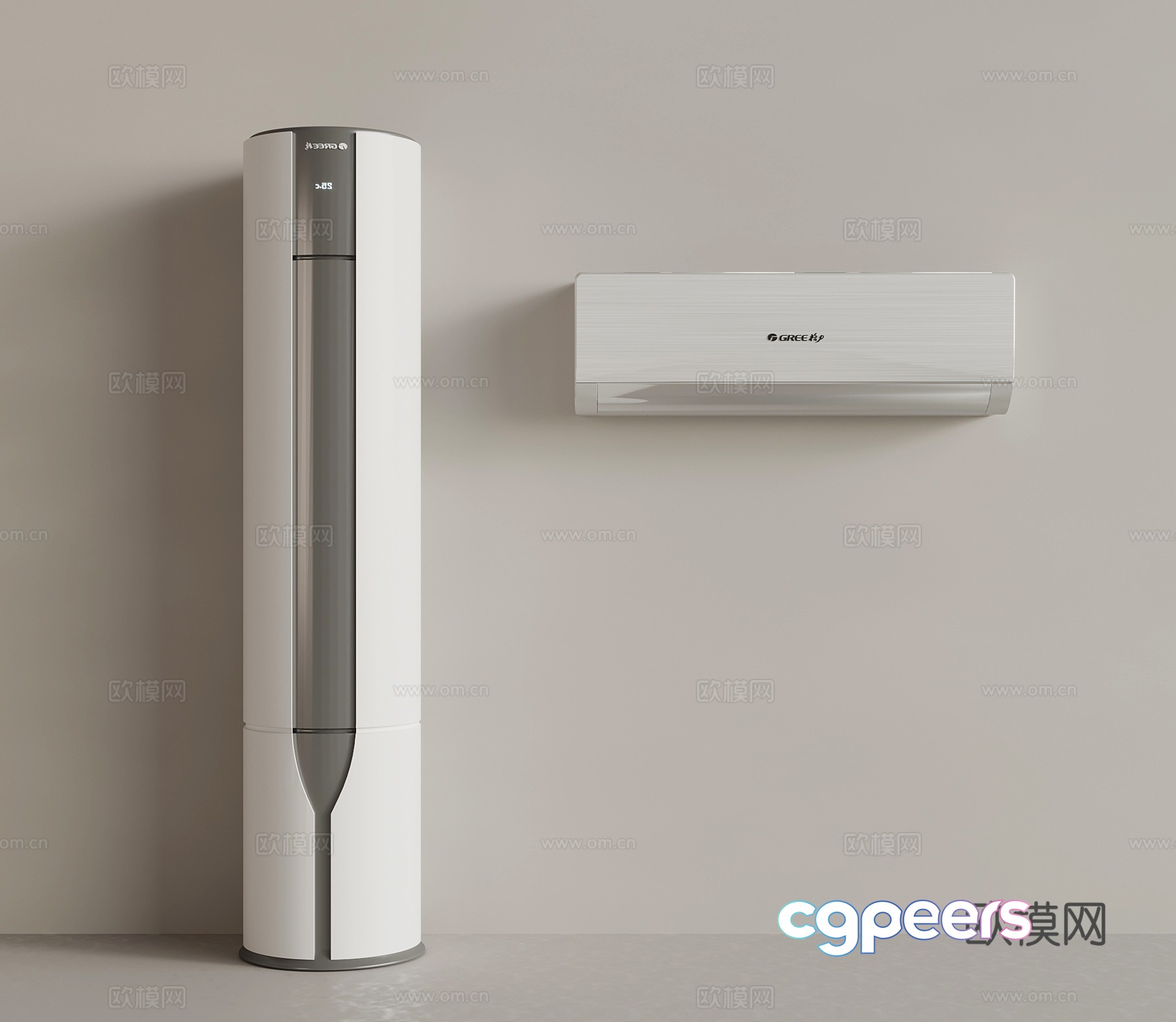Modern air conditioner Vertical air conditioner Wall-mounted air conditioner 3D model Modern air conditioner Vertical air conditioner Wall-mounted air conditioner 3D model