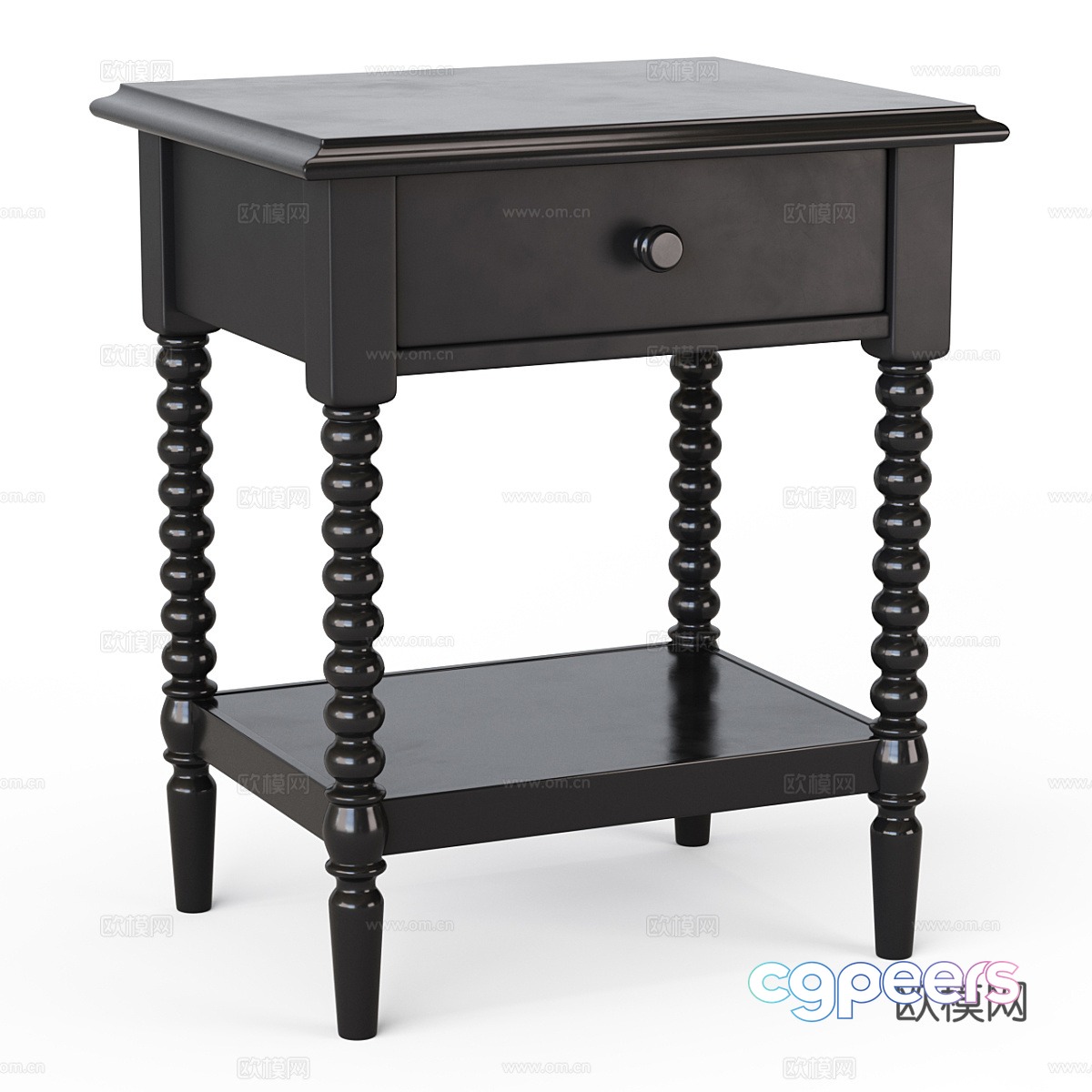 American bedside table 3D model American bedside table 3D model