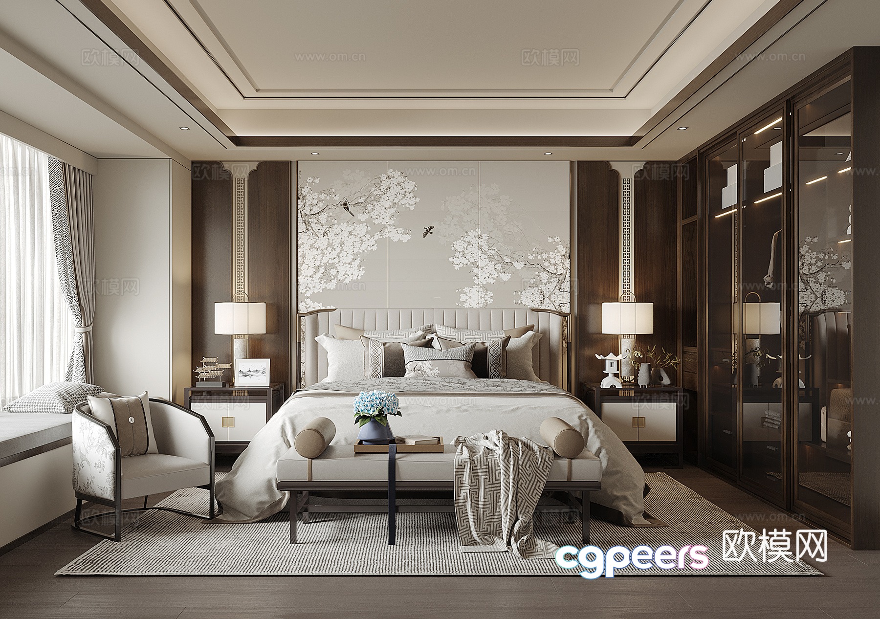 New Chinese bedroom 3D model New Chinese bedroom 3D model