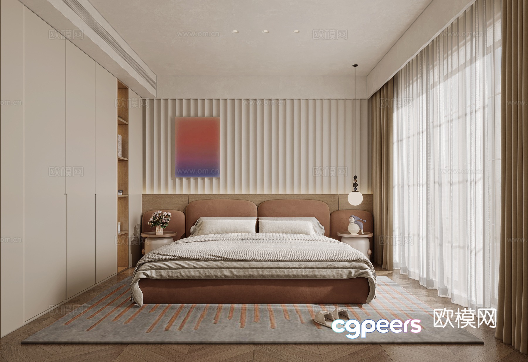 Modern creamy bedroom 3d model Modern creamy bedroom 3d model