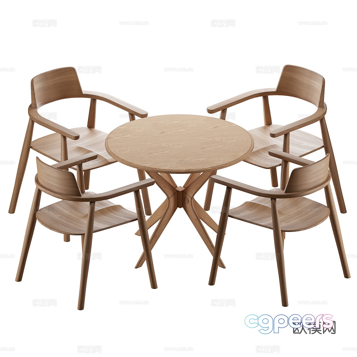 Round table and chair combination 3D model Round table and chair combination 3D model