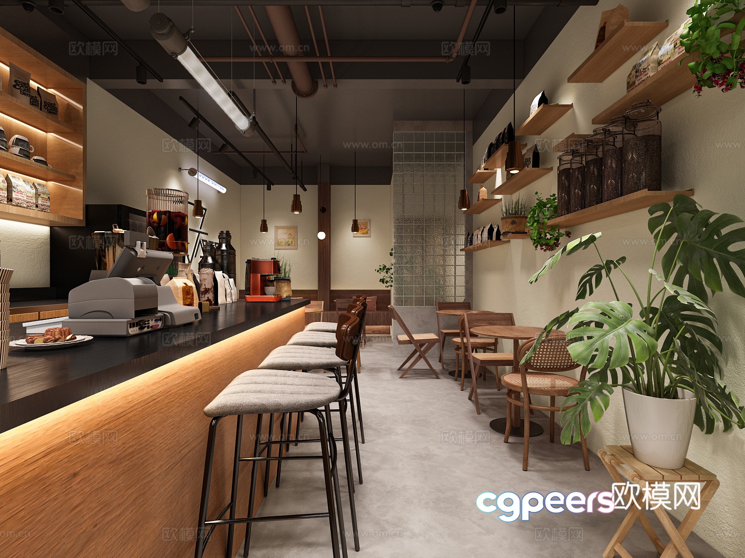 Modern American coffee shop 3d model Modern American coffee shop 3d model