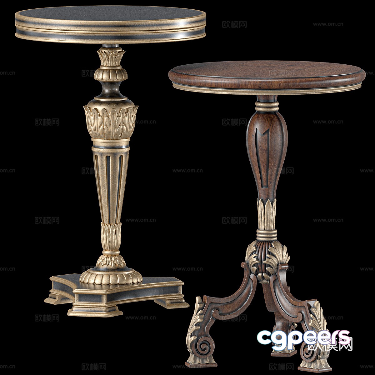 French retro side table 3d model French retro side table 3d model