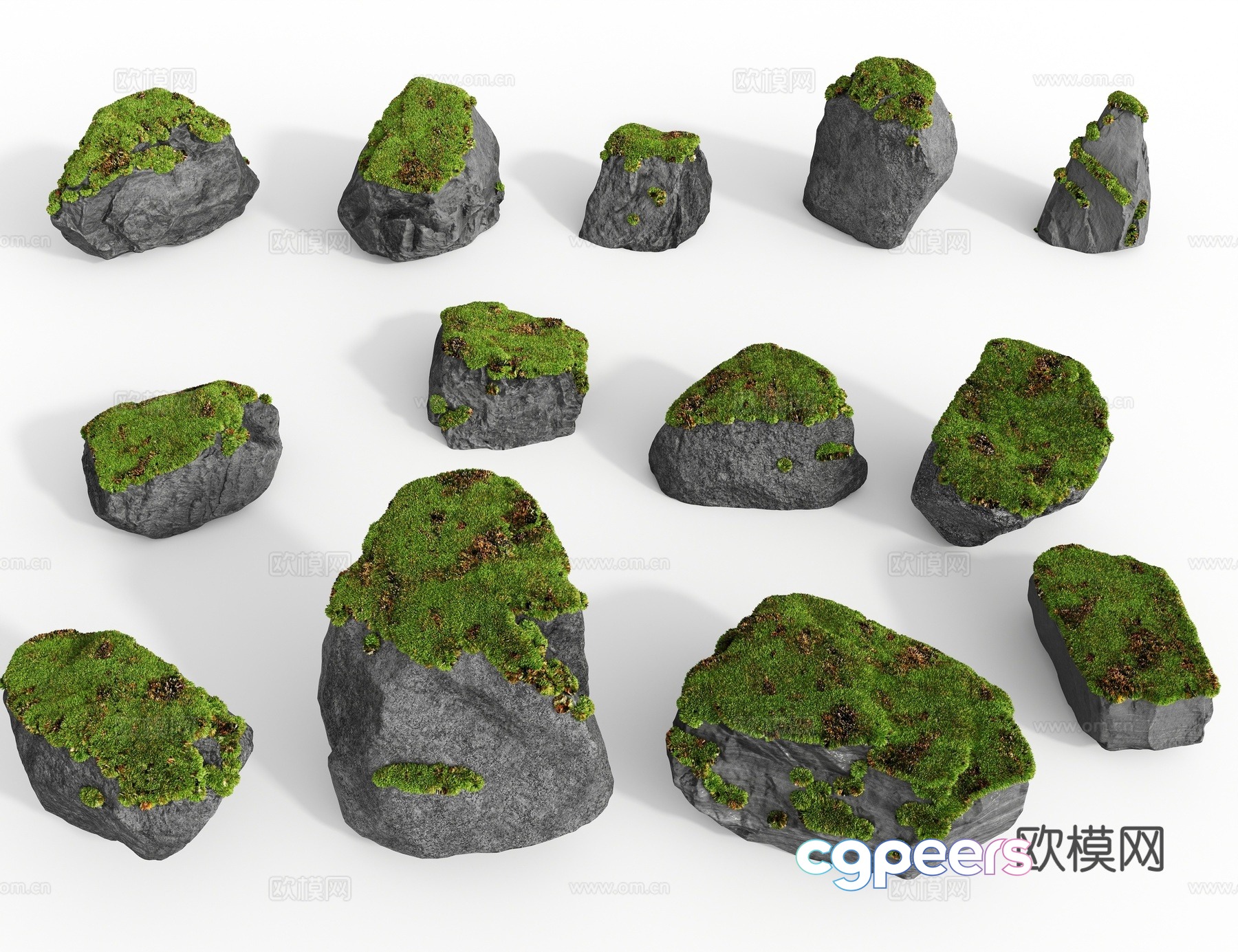 Moss Landscape Stone 3D Model Moss Landscape Stone 3D Model