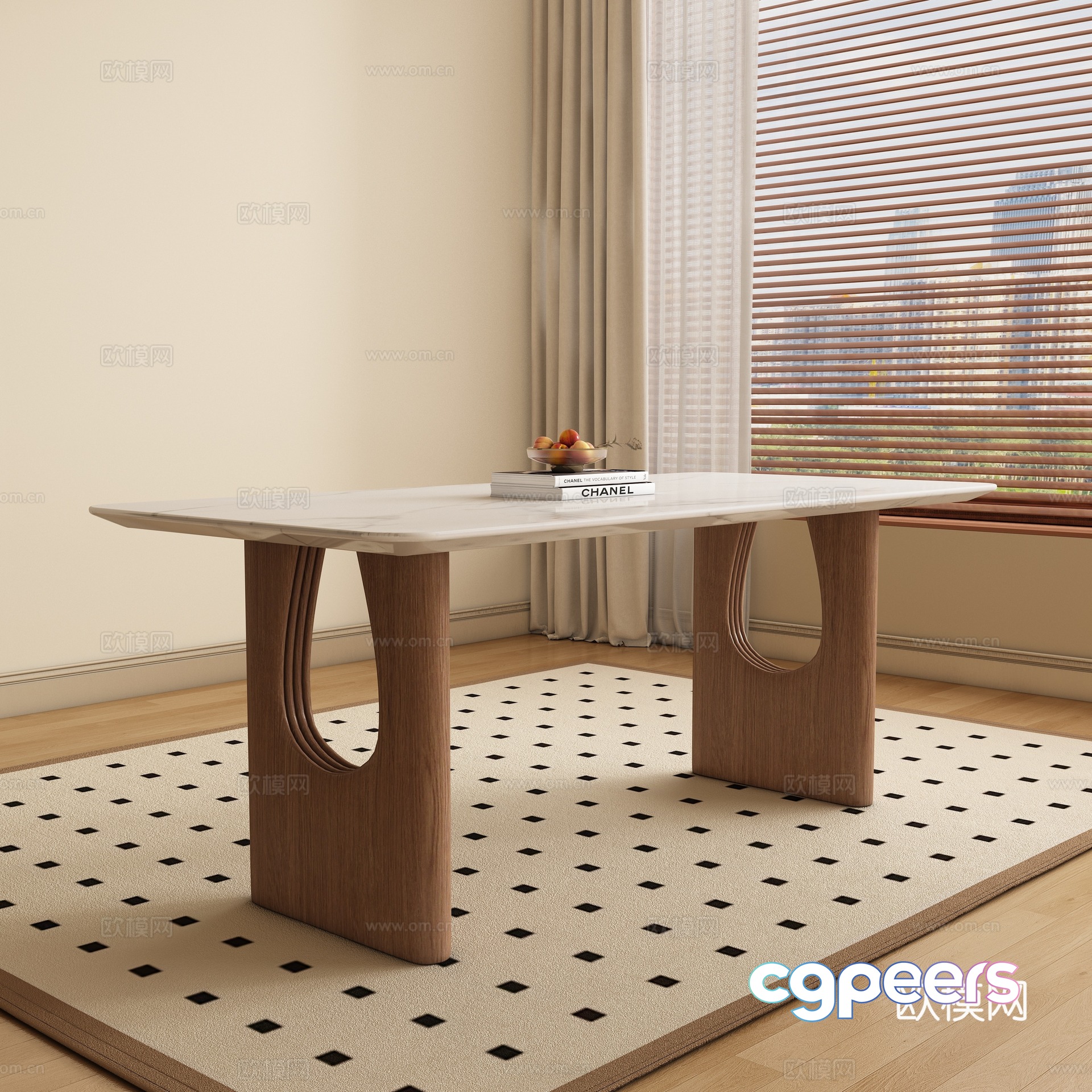Long dining table 3d model Long dining table 3d model
