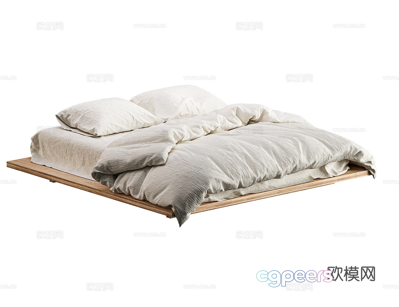 3D model of suspended solid wood bed 3D model of suspended solid wood bed