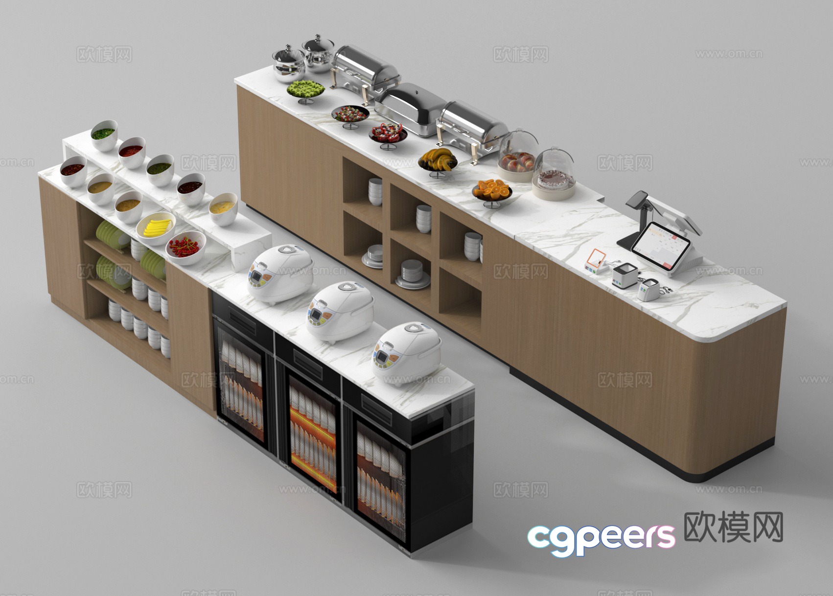 Buffet restaurant dining table seasoning table 3d model Buffet restaurant dining table seasoning table 3d model