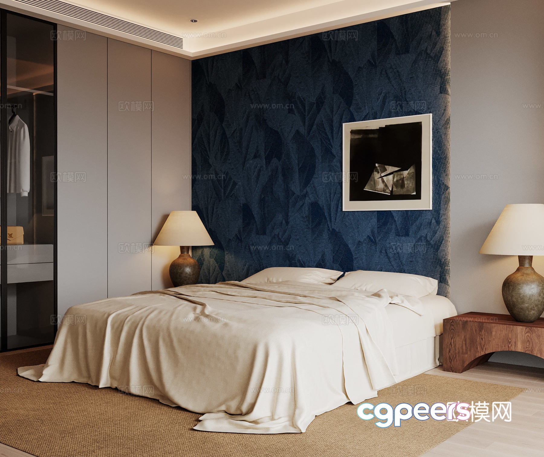 Modern double bed 3d model Modern double bed 3d model