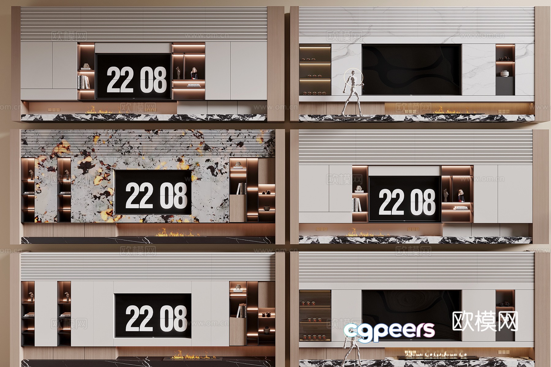 Modern TV background wall 3d model Modern TV background wall 3d model