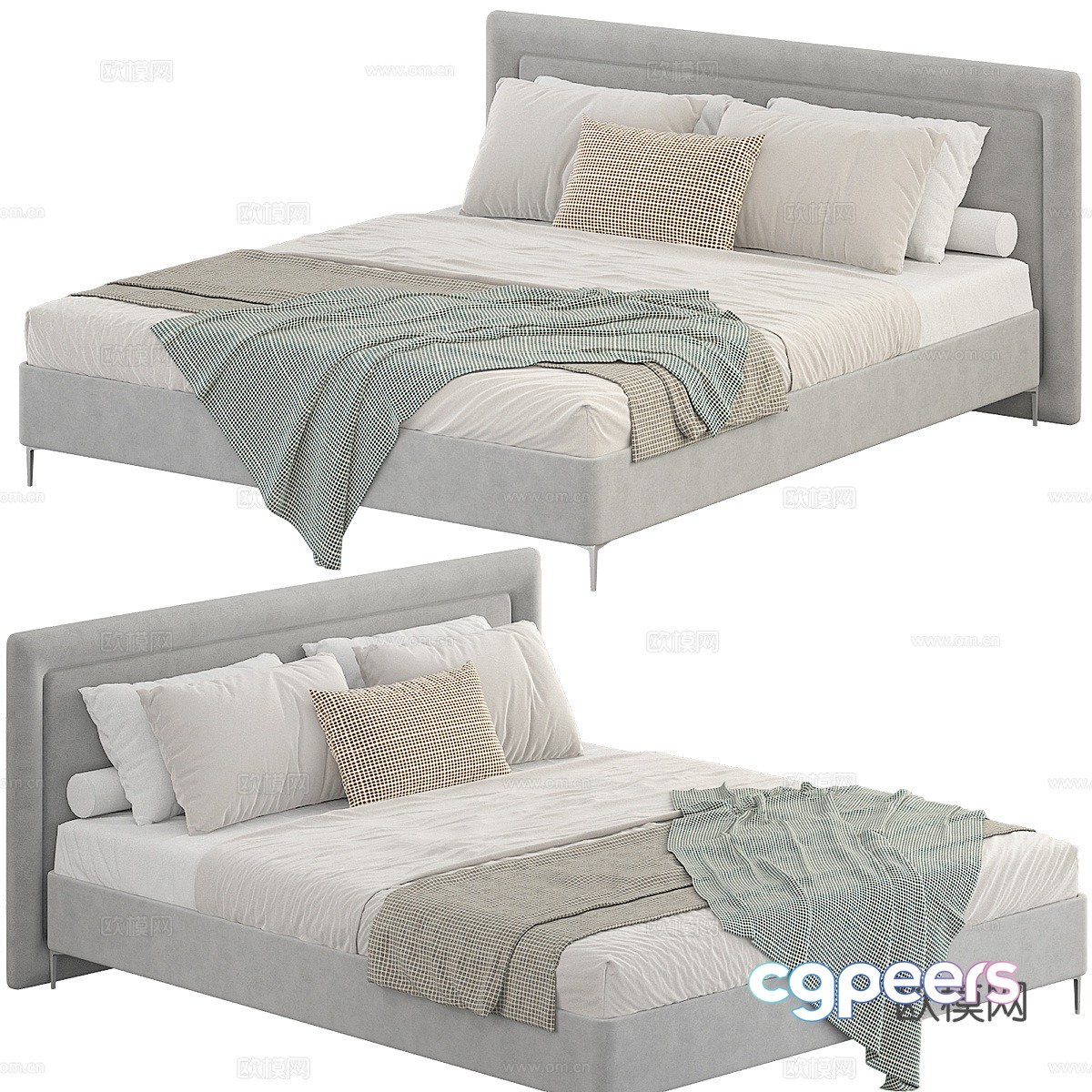 New Chinese Fiuggi fabric double bed 3D model New Chinese Fiuggi fabric double bed 3D model