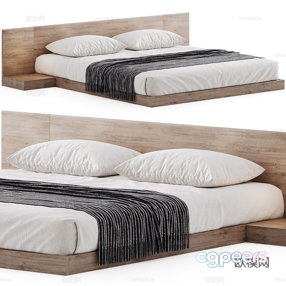 Modern double fabric bed floor bed 3D model Modern double fabric bed floor bed 3D model