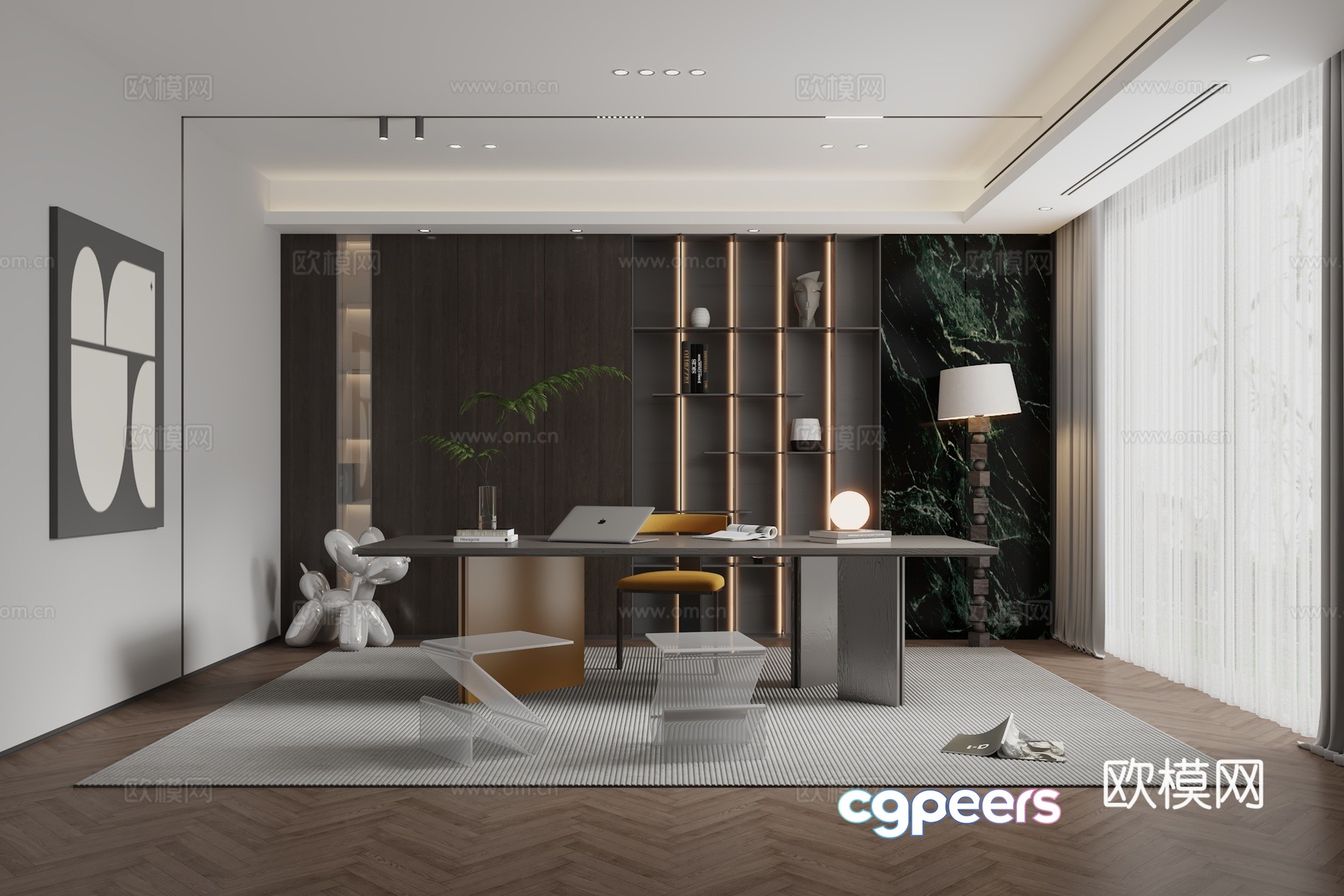 Modern study 3d model Modern study 3d model