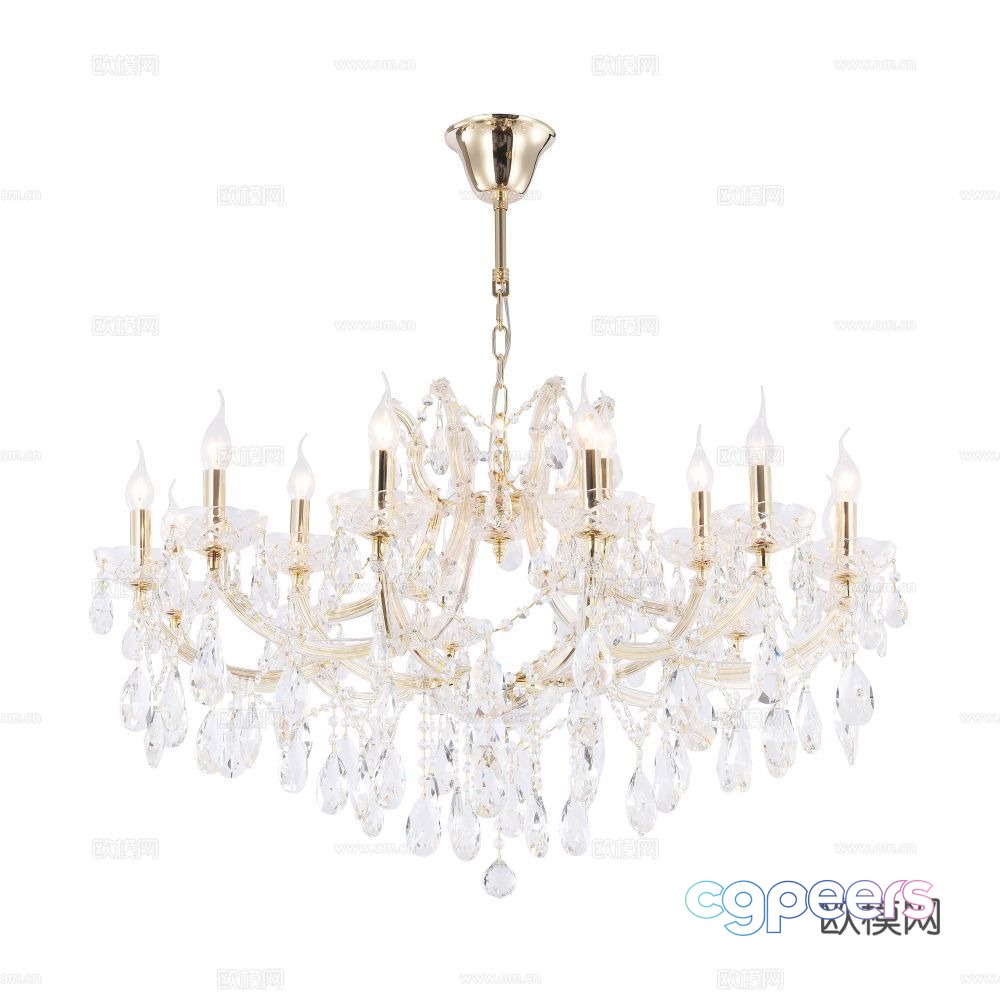 European crystal multi-head chandelier 3d model European crystal multi-head chandelier 3d model