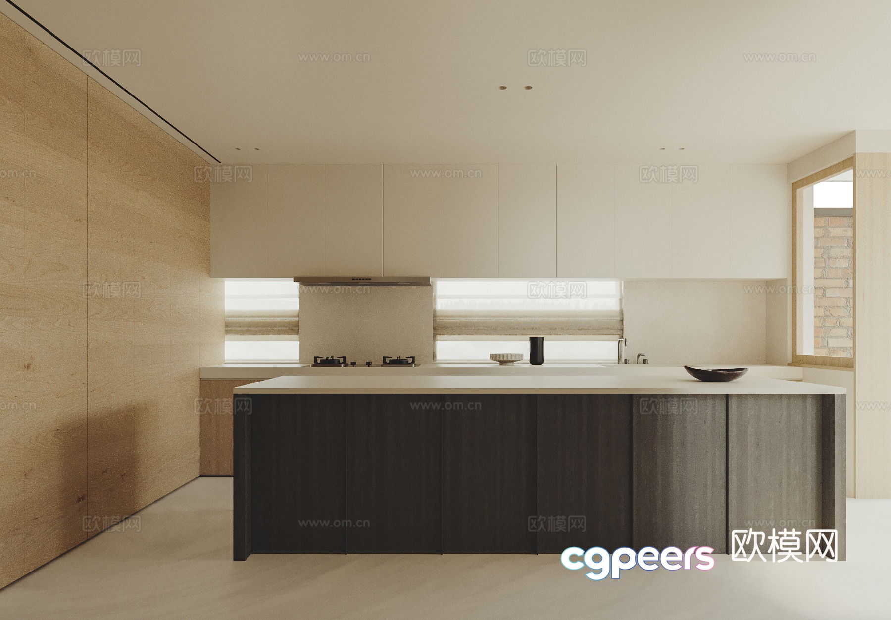 Modern creamy kitchen 3d model Modern creamy kitchen 3d model